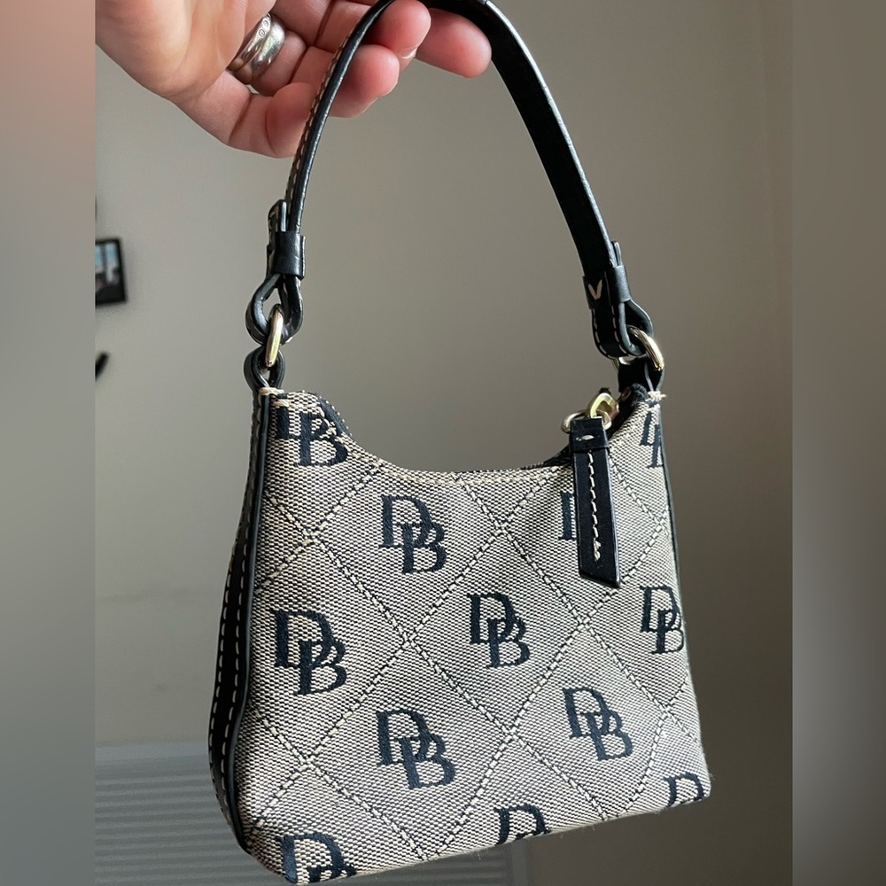 Dooney & Bourke Black and Cream Shoulder Bag with Monogram